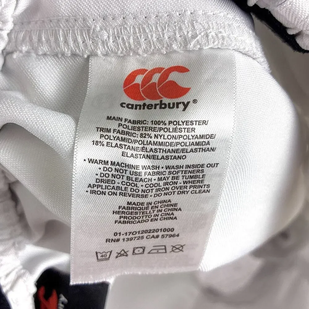 Canterbury Rugby Shorts Mens L White Gray Pull On Drawstring Preppy Workout Gym